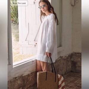 J.Crew Tall gathered popover dress in linen Medium-Tall